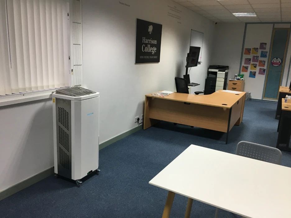 MidthermUV MT750 mobile air sanitiser in Harrison College common room